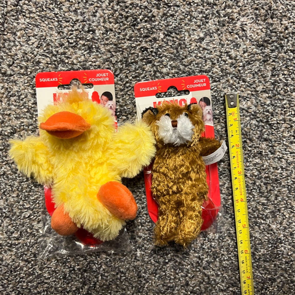 Squeaky Plush Duck and Bear Pet Toys KONG Brand